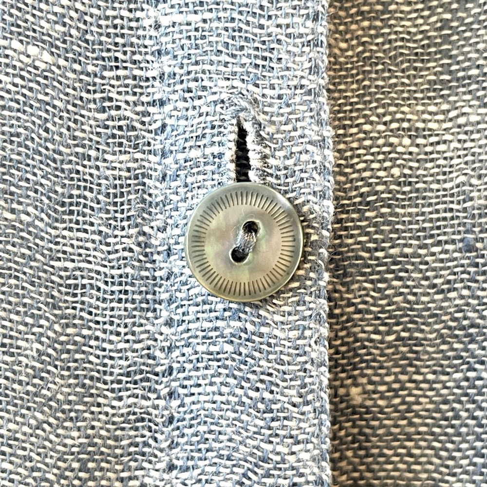 Eileen Fisher Italian Linen Tunic Shirt Jacket Blue Button Front Oversized M - Picture 9 of 14